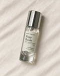 02 Papy ~ Rosie body perfume, 10ml bottle on warm linen